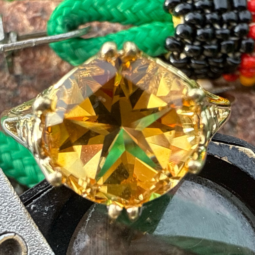 Golden Citrine Set in 10 Karat Solid Gold Ring